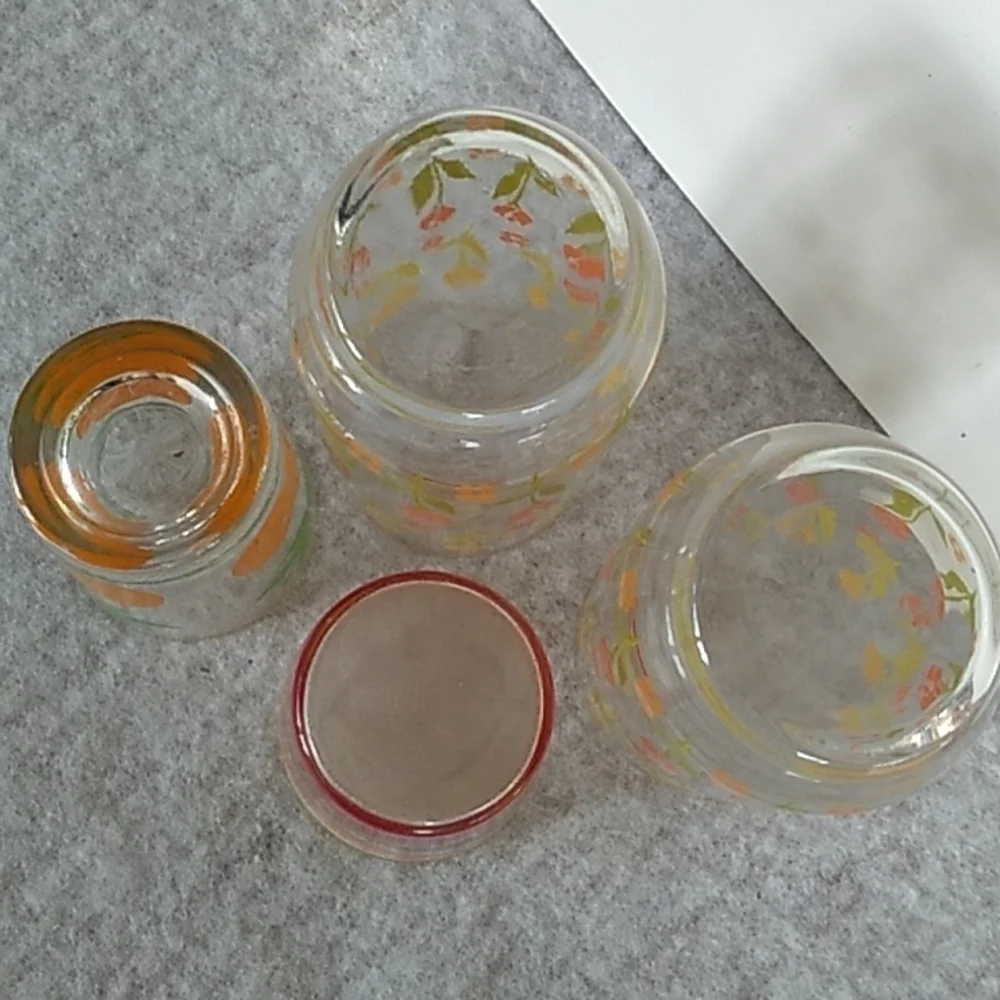 Vintage 1960s 1970s juice tea glasses farmhouse shabby chic boho - Picture 6 of 7